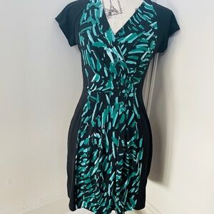 Banana Republic Wrap Dress – XS – Black, Green & Teal Print